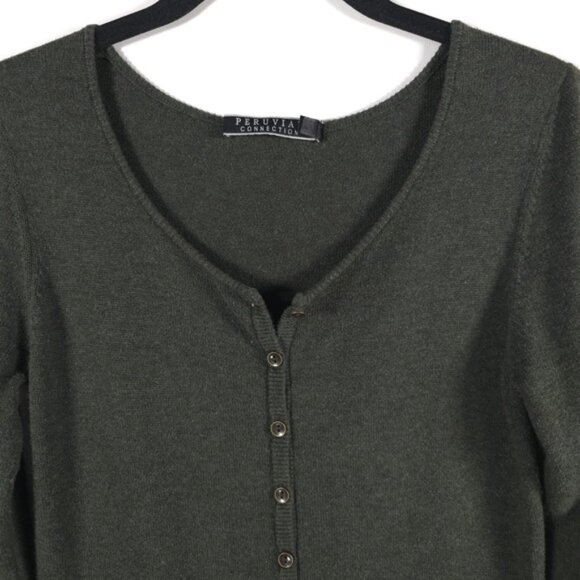 PERUVIAN CONNECTION‎ 100% PIMA COTTON PERU  1/4 Button Knit Maxi Dress Size SP - Picture 9 of 12